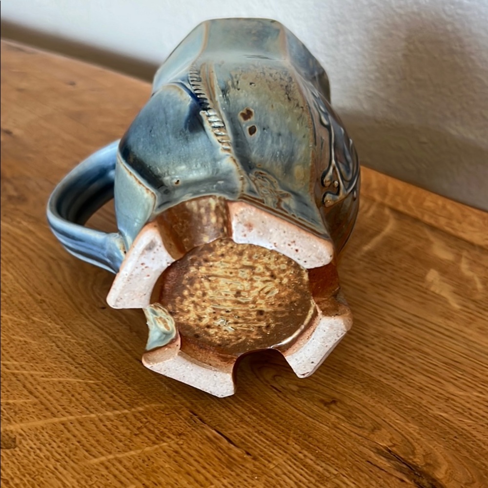 Pottery mug Hand Crafted Blue and Brown Ceramic Art Mug - Picture 2 of 5